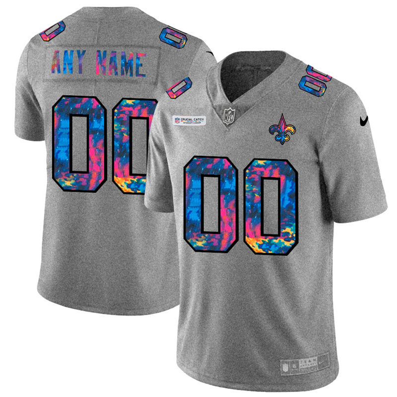 Men's New Orleans Saints Grey ACTIVE PLAYER 2020 Customize Crucial Catch Limited Stitched Jersey